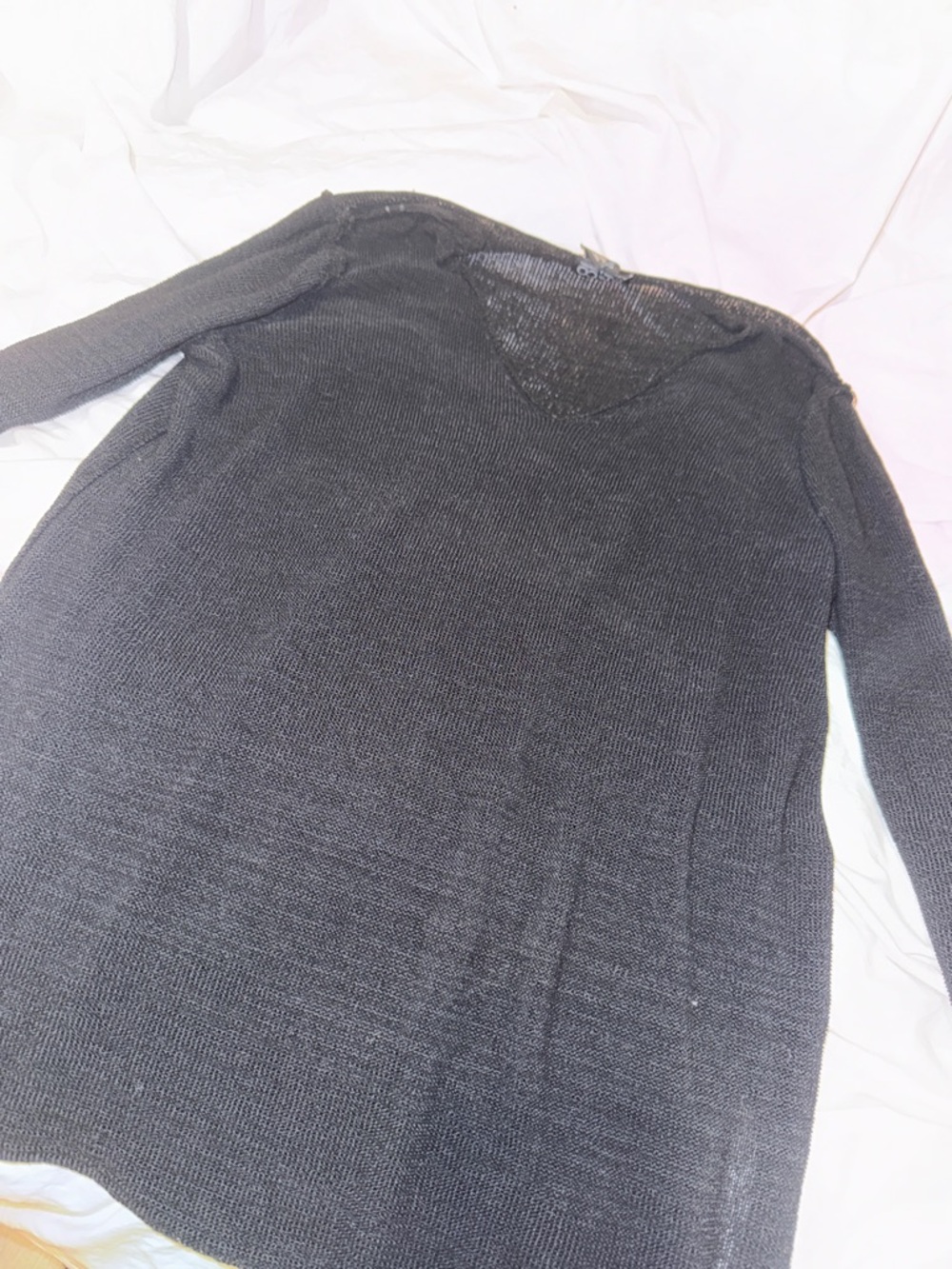 New York & Company Black V-Neck Lightweight Knit Sweater